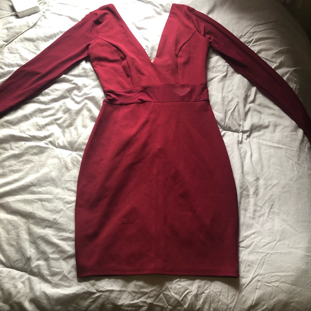 Windsor Burgundy Long Sleeve Mini Dress